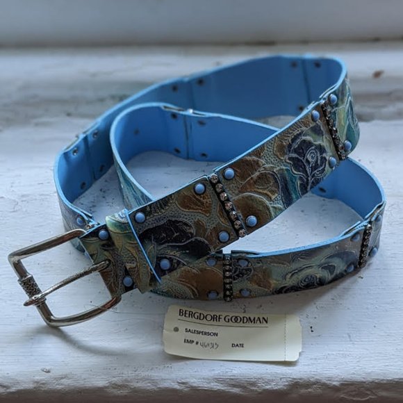 Nanni Blue + Multicolor Leather Belt With Bergdorf Goodman\'s Tag main image 8